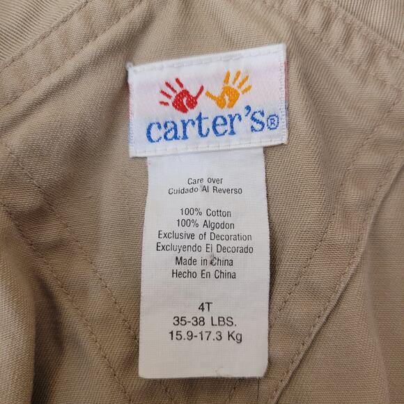 Carter’s Girls 4T Khaki Floral Embroidered Overall Jumper Dress 100% Cotton - Picture 7 of 13